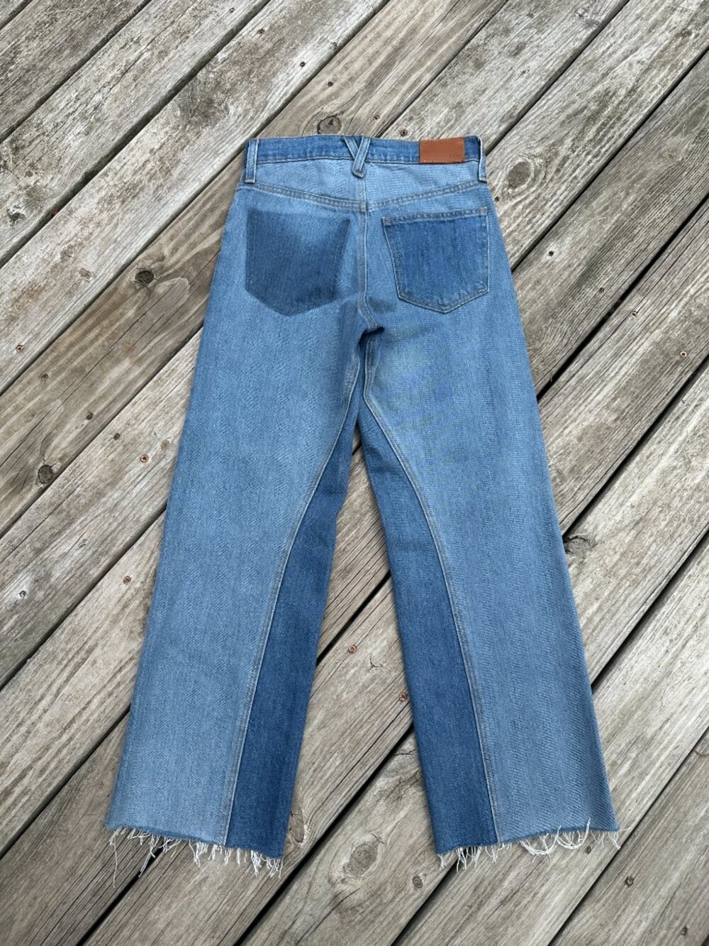 NWT J. Crew Slim Wide Leg Jeans Size 24 Patchwork High Rise Two Toned - Picture 4 of 5